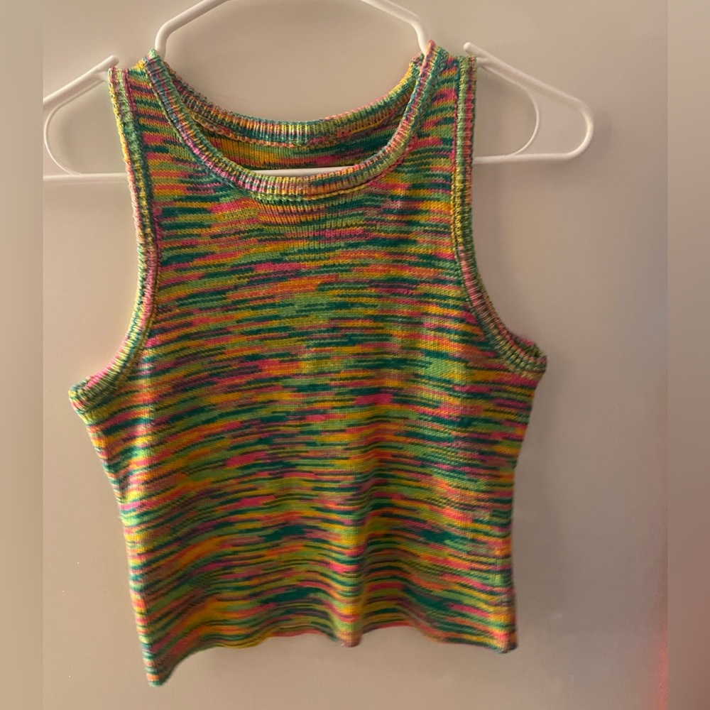 Y2K colorful knitted crop tank top in size small